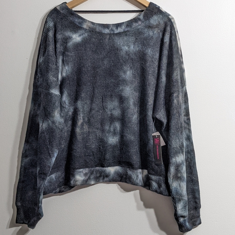 XXXL Long Sleeve Twist Back Tie Dye Soft Top